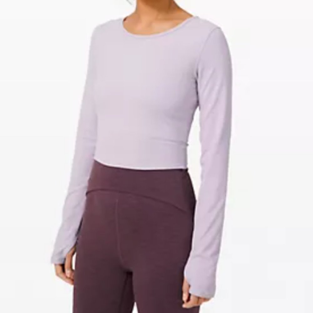 lululemon Ever Elated Cropped Long Sleeve Nulu Top - Sz 8 - Stargaze (lavendar)